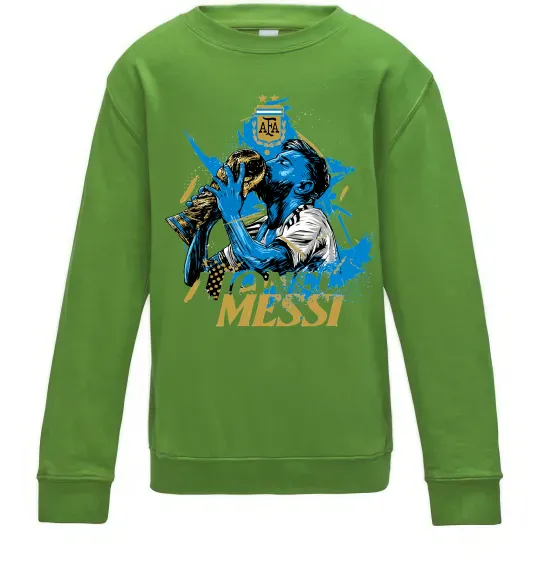 Детский Свитшот Lionel Messi з кубком Лаймовый фото