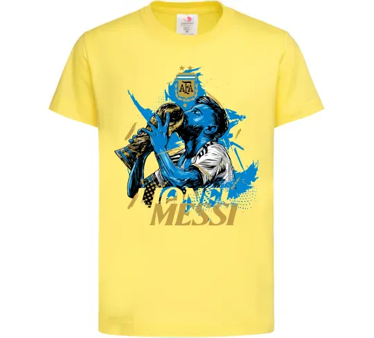 Дитяча футболка Lionel Messi з кубком Лимонний фото