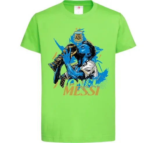 Дитяча футболка Lionel Messi з кубком Лаймовий фото