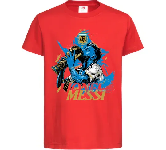 Дитяча футболка Lionel Messi з кубком Червоний фото