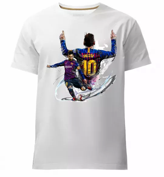 Чоловіча преміум футболка Messi Barcelona Білий фото