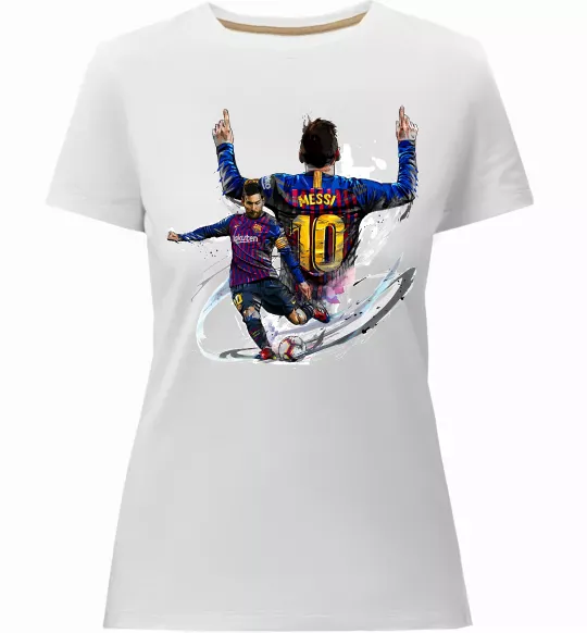 Жіноча преміум футболка Messi Barcelona Білий фото