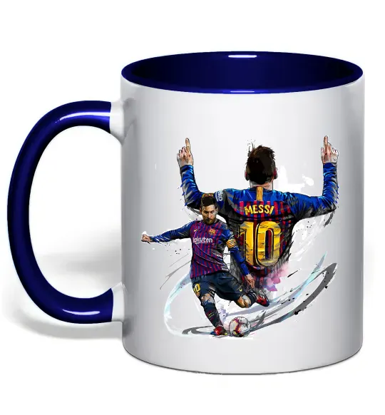 Чашка з кольоровою ручкою Messi Barcelona Глибокий темно-синій фото