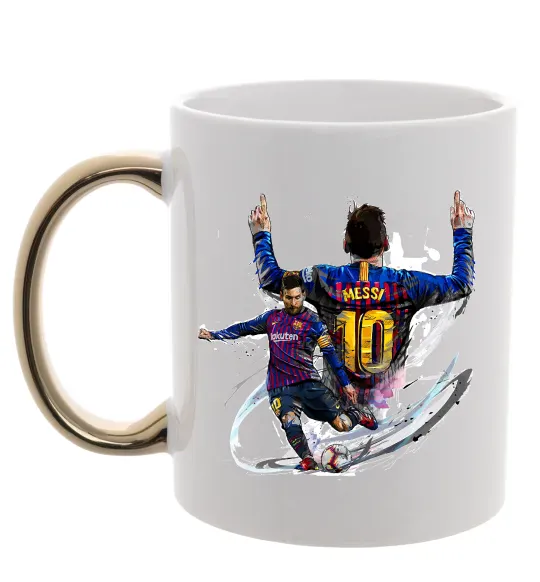 Чашка з кольоровою ручкою Messi Barcelona Золото фото