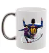 Чашка з кольоровою ручкою Messi Barcelona Срібло фото
