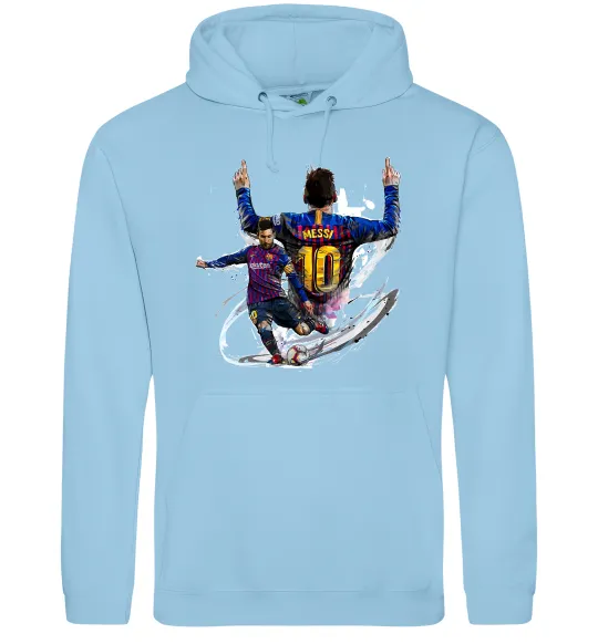 Мужская толстовка (худи) Messi Barcelona Голубой фото