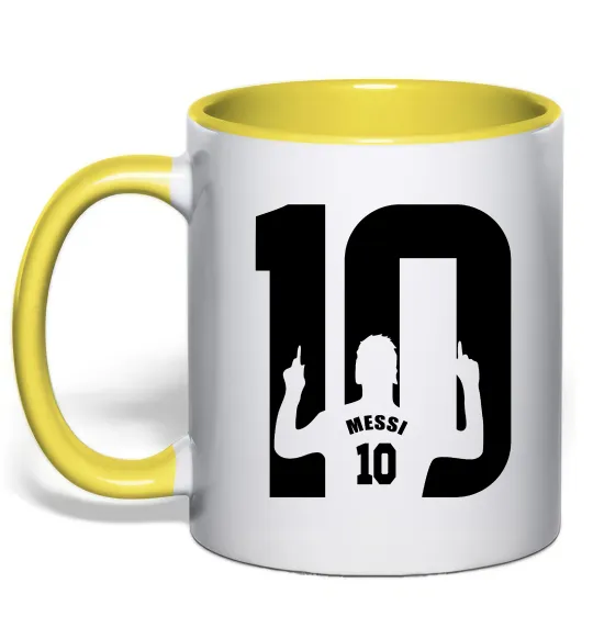 Чашка з кольоровою ручкою Messi 10 Лимонний фото