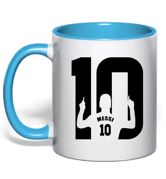 Чашка с цветной ручкой Messi 10 Голубой фото