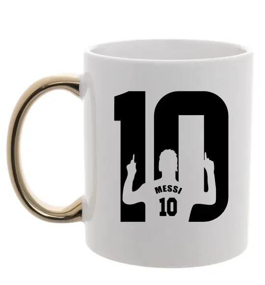 Чашка с цветной ручкой Messi 10 Золото фото