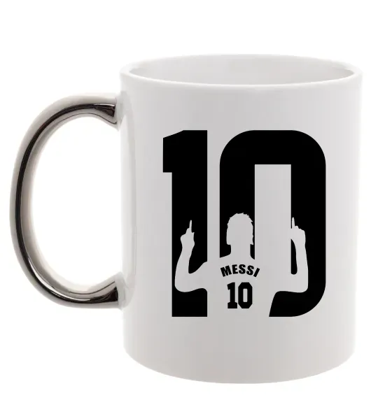 Чашка с цветной ручкой Messi 10 Серебро фото