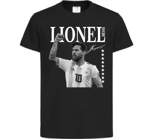 Детская футболка Lionel Messi підпис Черный фото