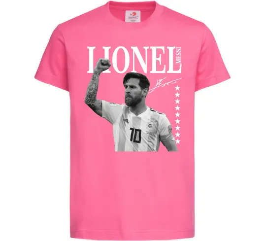 Детская футболка Lionel Messi підпис Ярко-розовый фото