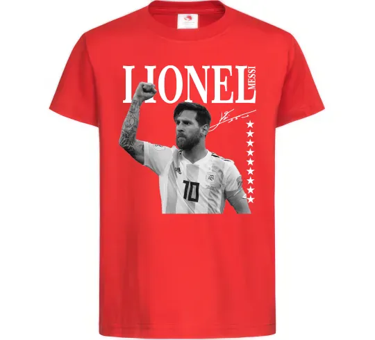 Детская футболка Lionel Messi підпис Красный фото