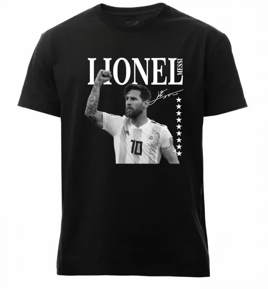 Мужская премиум футболка Lionel Messi підпис Черный фото