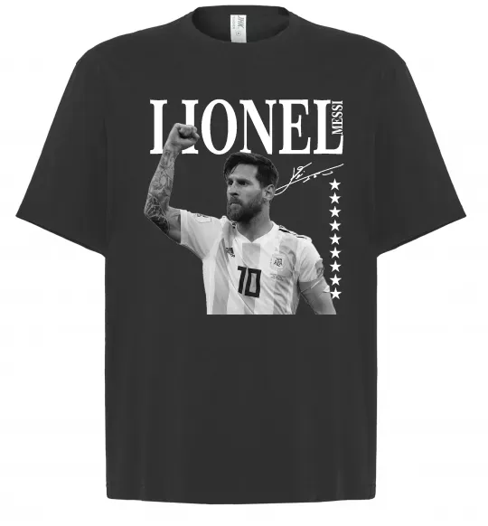 Футболка Оверсайз Lionel Messi підпис Черный фото