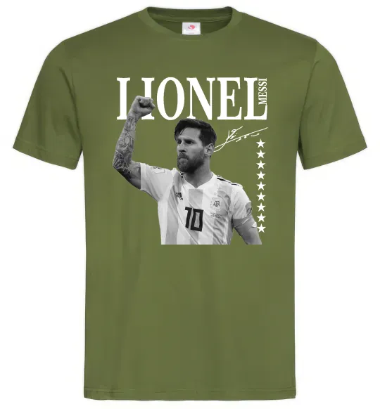 Чоловіча футболка Lionel Messi підпис Оливковий фото