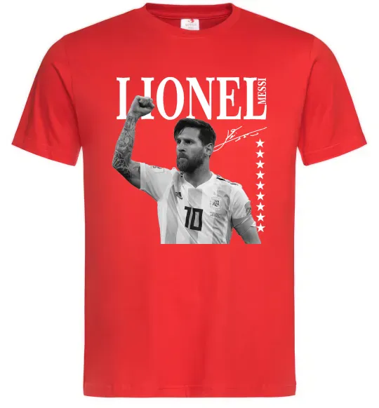 Чоловіча футболка Lionel Messi підпис Червоний фото