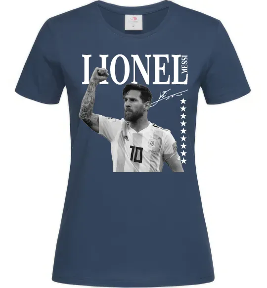 Женская футболка Lionel Messi підпис Темно-синий фото