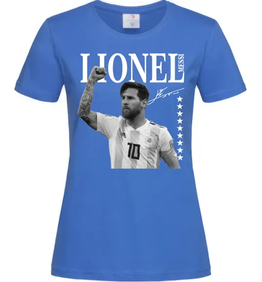 Женская футболка Lionel Messi підпис Ярко-синий фото