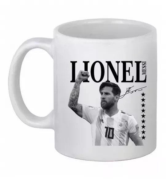 Чашка керамическая Lionel Messi підпис Белый фото