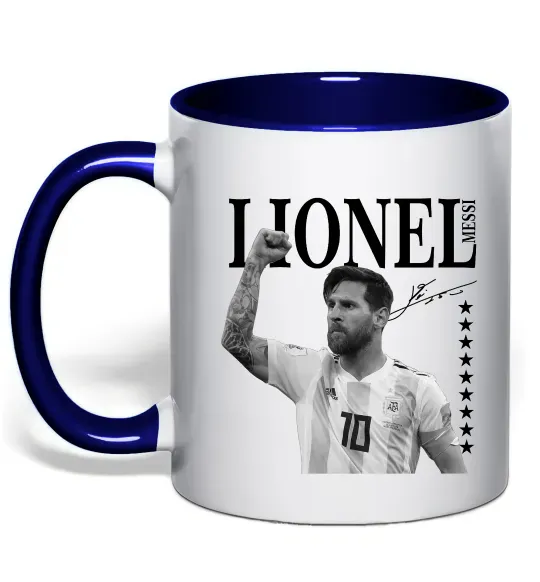 Чашка с цветной ручкой Lionel Messi підпис Глубокий темно-синий фото