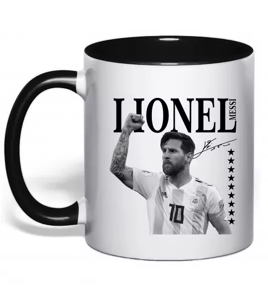 Чашка с цветной ручкой Lionel Messi підпис Черный фото