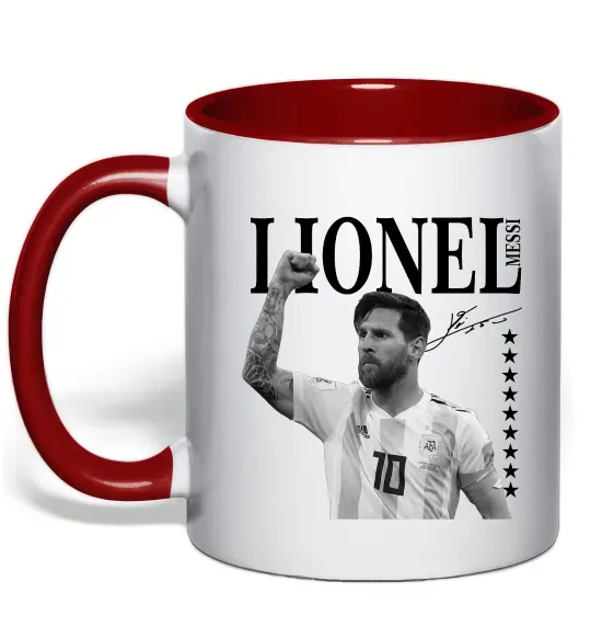 Чашка с цветной ручкой Lionel Messi підпис Красный фото