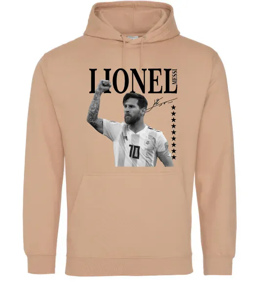 Чоловіча толстовка (худі) Lionel Messi підпис Пісочний фото