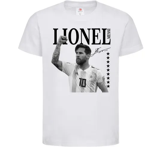 Детская футболка Lionel Messi підпис Белый фото