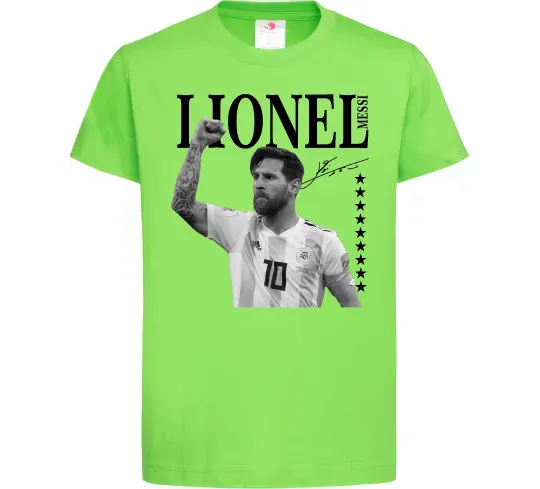 Детская футболка Lionel Messi підпис Лаймовый фото