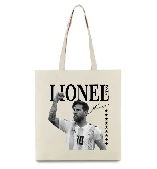 Эко-сумка Lionel Messi підпис Бежевый фото