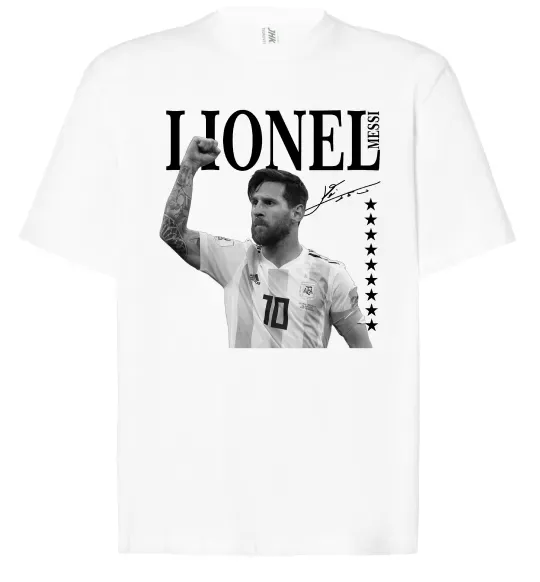 Футболка Оверсайз Lionel Messi підпис Белый фото