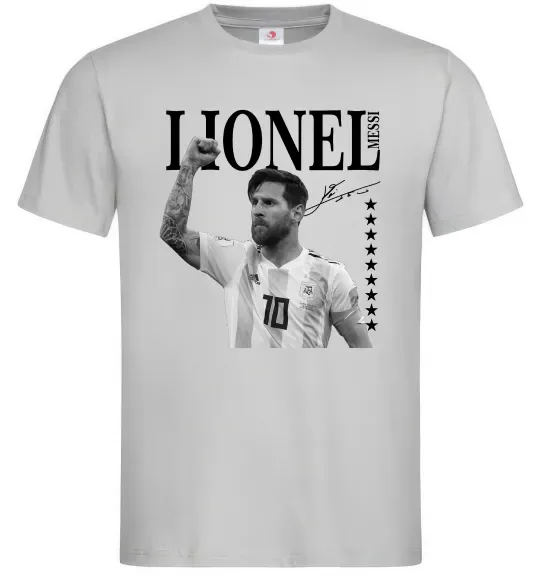 Чоловіча футболка Lionel Messi підпис Сірий фото