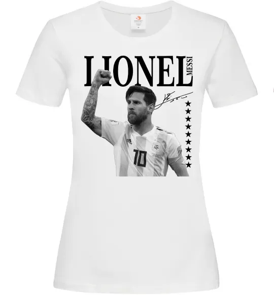 Женская футболка Lionel Messi підпис Белый фото