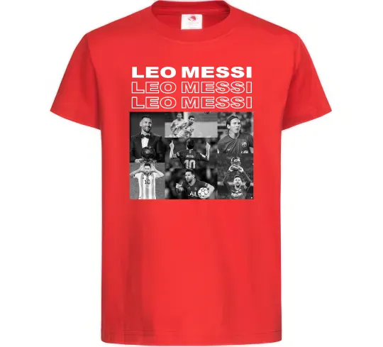 Детская футболка Messi колаж Красный фото
