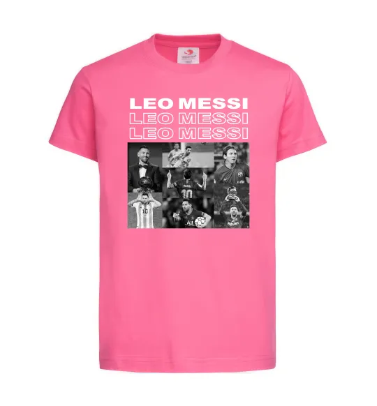 Детская футболка Messi колаж Ярко-розовый фото