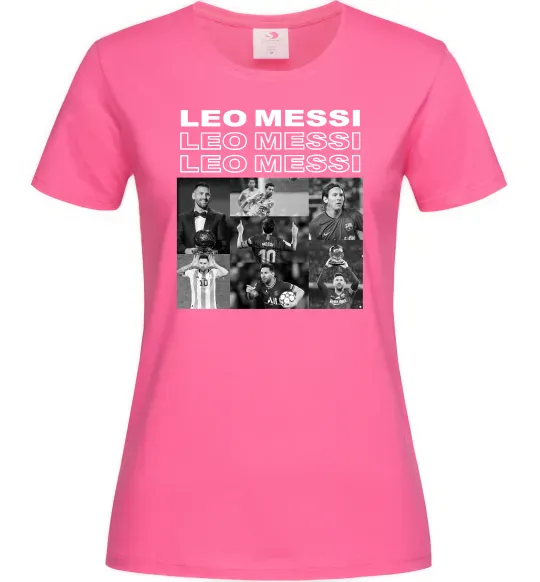 Женская футболка Messi колаж Ярко-розовый фото