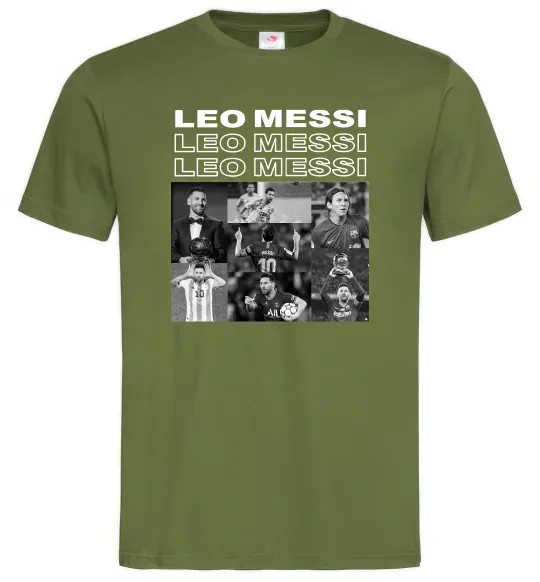 Мужская футболка Messi колаж Оливковый фото