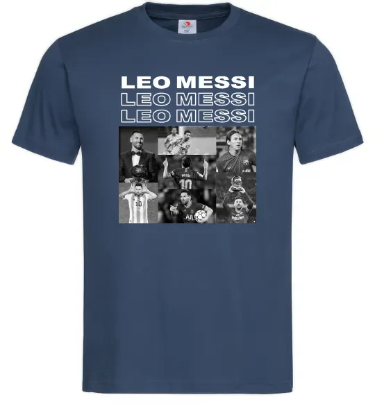 Мужская футболка Messi колаж Темно-синий фото