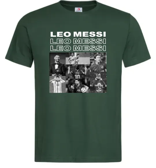 Мужская футболка Messi колаж Темно-зеленый фото