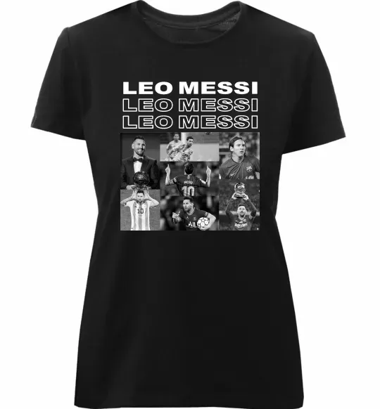 Жіноча преміум футболка Messi колаж Чорний фото