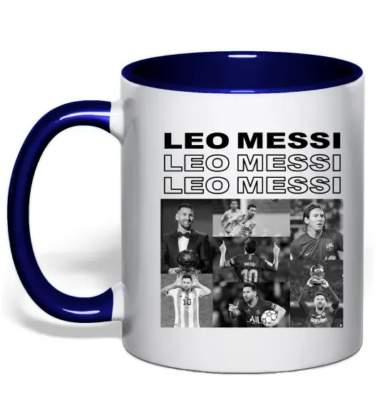 Чашка с цветной ручкой Messi колаж Глубокий темно-синий фото