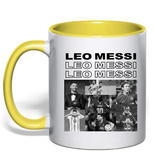Чашка с цветной ручкой Messi колаж Лимонный фото
