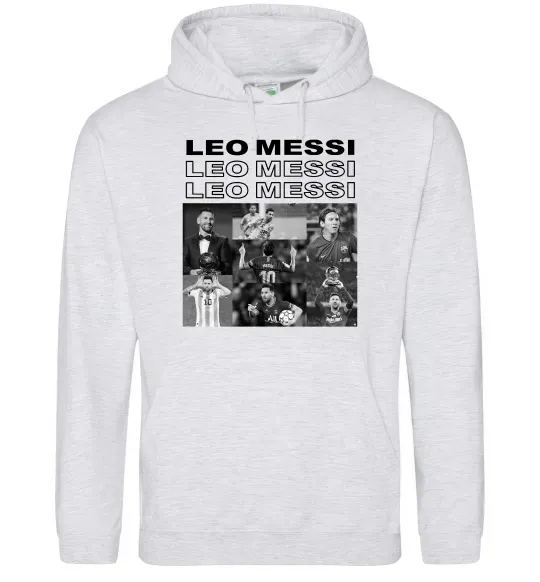 Женская толстовка (худи) Messi колаж Серый меланж фото