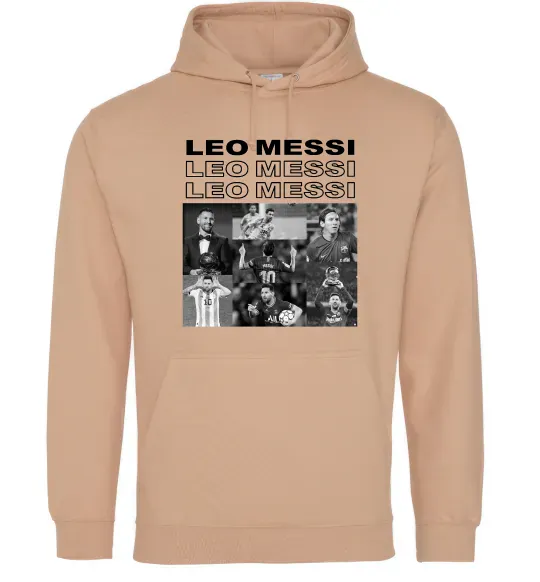 Женская толстовка (худи) Messi колаж Песочный фото