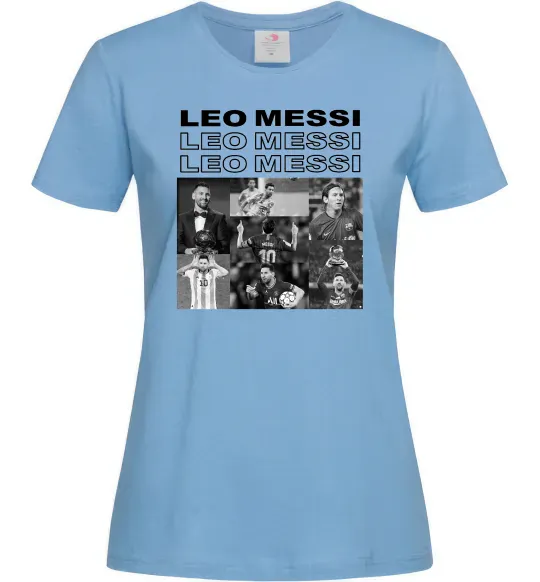Женская футболка Messi колаж Голубой фото