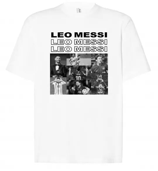 Футболка Оверсайз Messi колаж Белый фото