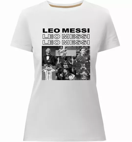 Жіноча преміум футболка Messi колаж Білий фото