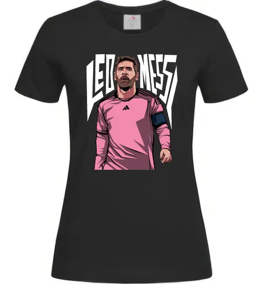 Женская футболка Leo Messi art Черный фото