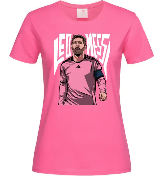 Женская футболка Leo Messi art Ярко-розовый фото